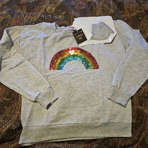 Crave Fame Sweatshirt with Sequined Rainbow (NWT)